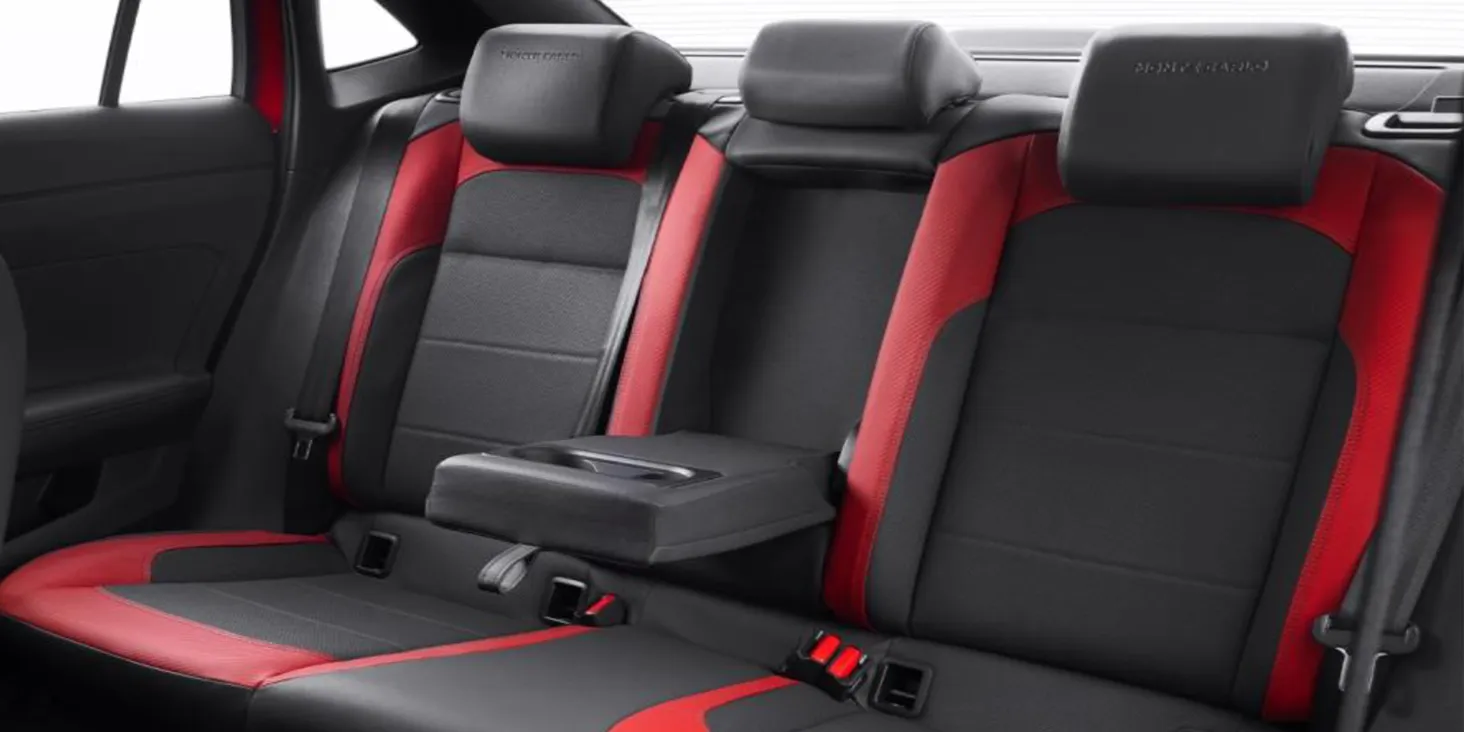 Red and Black Rear Leatherette seatrs with Monte Carlo Embossing